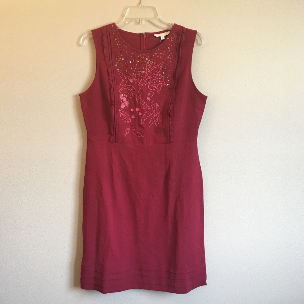 ModCloth Embroidered Sheath Dress Beaded NWOT L